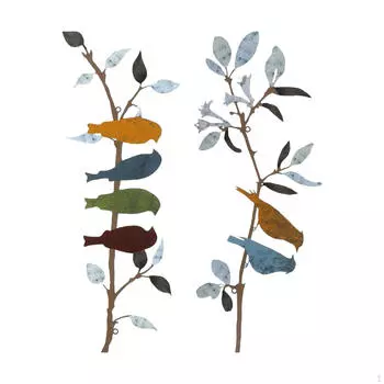 2 птицы металлическая настенная скульптура украшение для гостиной и террасы Style C