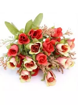 2 пучка бутонов роз, букет искусственных цветов, шелковые бутоны роз для свадьбы, цветы, украшение для дома розовый