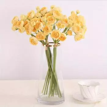 2 пучка искусственных цветов ранункулюсов, искусственные шелковые цветы для букета своими руками, искусственные свадебные цветы-наполнители для центральных элементов, украшения для девичника 2 Pcs белый