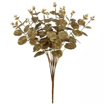 2 пучка искусственных веток эвкалипта, искусственные листья эвкалипта, стебли высотой 46 см с 64 листьями для вазы в фермерском доме, свадебного домашнего декора золотой