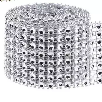 2 ярда/180 см блестящая ромбовидная сетчатая лента для обертывания стразы рулонная лента тюль для торта свадебные вымпелы подарок декор свадебные украшения серебряный