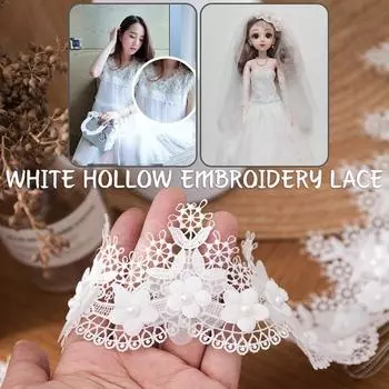 2 ярда 7 см в ширину белая отделка кружевная лента ажурная вышивка цветок кружевная отделка для платья своими руками Лолита швейные аксессуары декор 2M белый