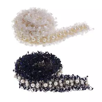 2 ярда ленты с жемчугом и бисером, кружевная отделка, пришивание украшения одежды as described разноцветный