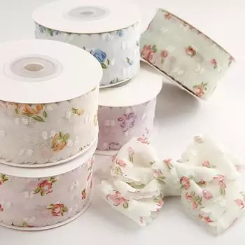 2 ярда/лот бархатная шифоновая лента в горошек с цветочным узором, кружевная ткань для украшения одежды своими руками, декор для свадебной вечеринки, ширина 3,8 см 2 Yards розовый