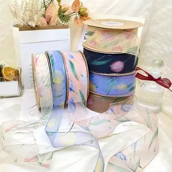 2 ярда/рулон DIY материалы для рукоделия головной убор бант для волос одежда аксессуары 38 мм цветок тюльпана