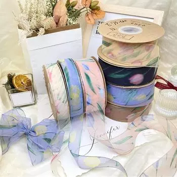 2 ярда/рулон DIY материалы для рукоделия головной убор бант для волос одежда аксессуары 38 мм цветок тюльпана