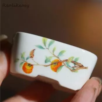 2 размера китайский фиолетовый песочный цветочный горшок, ручная роспись, японский квадратный глазурованный керамический горшок для бонсай, мини-горшок, сочный цветочный горшок LF173 1PCS