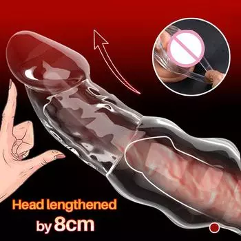 2 размера, кольцо на член, задержка эякуляции, фаллоимитатор для увеличения, многоразовый презерватив для удлинения полового члена S