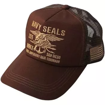 2 размера стандартная военная сетчатая кепка XL LL большой размер кепка большой размер летняя NAVYSEALS [Avirex] мужская (Свободный размер, Коричневый)