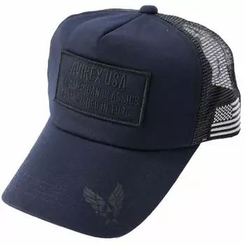 2 размера стандартная военная сетчатая кепка XL LL большой размер кепка большой размер летняя американская военная нашивка [Avirex] мужская (Свободный размер, темно-синий)