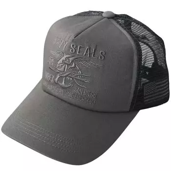 2 размера стандартная военная сетчатая кепка XL LL большой размер кепка большой размер летняя NAVYSEALS [Avirex] мужская (Свободный размер, уголь)
