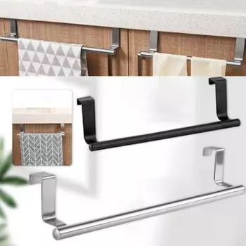 2 размера вешалки для полотенец над дверью кухонного шкафа вешалка для полотенец бар подвесной держатель ванная полка вешалка домашний органайзер длинный настенный крючок S чёрный