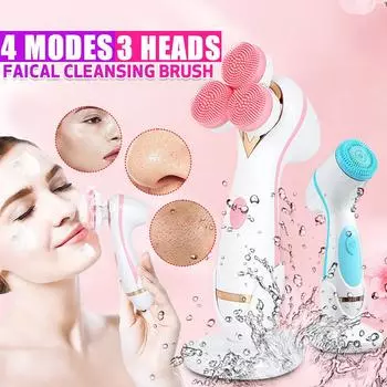 2 режима USB перезаряжаемое устройство для умывания лица, частотная силиконовая щетка для очищения лица, удаление черных точек, средство для умывания от акне, 3 В синий
