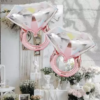 2 романтических шара с бриллиантовыми кольцами из розового золота, подойдут для свадеб и украшений на День святого Валентина 24inch розового золота