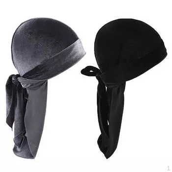 2 роскошных однотонных бархатных банданы с длинным хвостом, тюрбан, шляпа, головной убор, платок