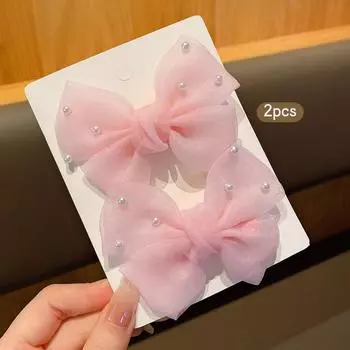 2 розовые заколки-бантика для волос, милые и симпатичные, подходят для ежедневного использования в качестве аксессуаров для волос
