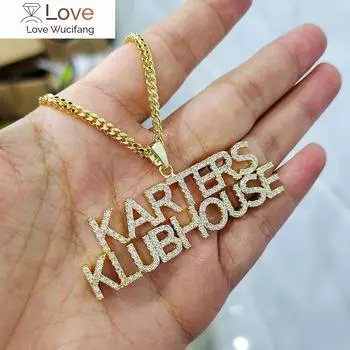 2 ряда пользовательских именных ожерелий 9 мм буквы ожерелье для женщин ожерелья с именами цифры персонализированное ожерелье хрустальный кулон для женщин 40cm with 5cm