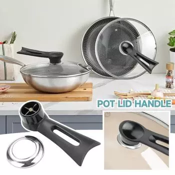 2 ручки для крышки кастрюли, вертикальная ручка для крышки кастрюли, верхняя крышка для крышки кастрюли, аксессуары для кастрюль из нержавеющей стали One Size чёрный