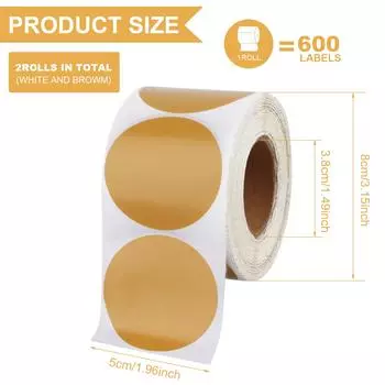 2 рулона/1200 шт. 2-дюймовые круглые термонаклейки этикетки самоклеящиеся круглые прямые