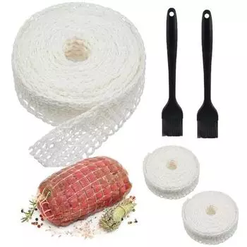 2 рулона 2 м сетка для мяса рулон с силиконовыми щетками сетка для мяса птицы ветчины сетка мясной шпагат рулон сетки для говядины рулон для колбасного производства белый