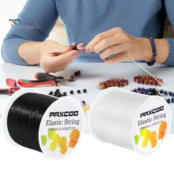 2 рулона эластичная эластичная нить для изготовления ювелирных изделий толщиной 0,8 мм, простая в эксплуатации, гибкая эластичная нить с маленьким узлом 2pcs