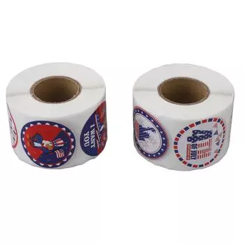 2 рулона наклеек патриотическая тема самоклеящиеся наклейки круглые наклейки с героями мультфильмов для упаковки подарков конверт