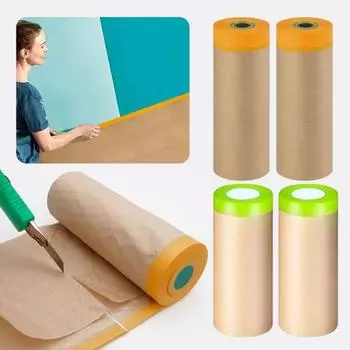 2 рулона предварительно проклеенной маскировочной бумаги с высокой липкостью, водонепроницаемой, многоцелевой, ширококлеящейся, защитной бумаги для драпировки 30cm зелёный