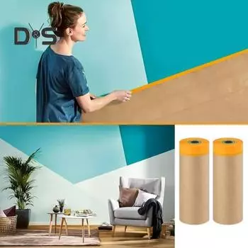 2 рулона предварительно проклеенной маскировочной бумаги с высокой липкостью, водонепроницаемой, многоцелевой, ширококлеящейся, защитной бумаги для драпировки 30cm зелёный