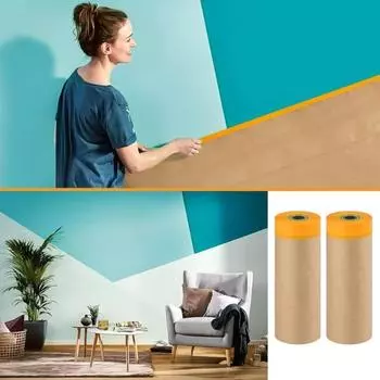 2 рулона предварительно проклеенной маскировочной бумаги с высокой липкостью, водонепроницаемой, многоцелевой, ширококлеящейся, защитной бумаги для драпировки 30cm зелёный