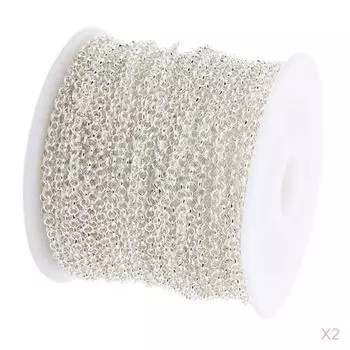 2 рулона удлинительная цепочка для ювелирных изделий своими руками, браслет, ожерелье, 2 мм, серебро