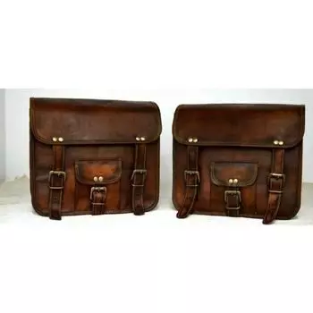 2 седельные сумки для мотоцикла, 2 боковые сумки, коричневая кожаная сумка, кофры, седло, 2 сумки. 9 x 11 x 4 in коричневый