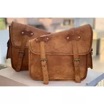 2 седельные сумки для мотоцикла, винтажный кожаный поворотный рычаг 2 боковые сумки, сумка для инструментов коричневого цвета 13 x 10 x 5 in коричневый