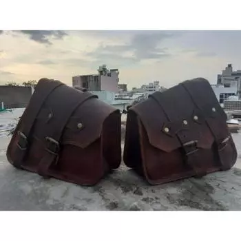 2 седла из натуральной кожи, мотоциклетная седельная сумка с поворотным рычагом, передняя вилка, сумка для инструментов, сумка для хранения 9 x 11 x 4 in коричневый