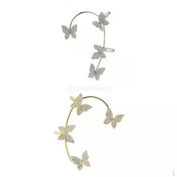 2 серьги-манжеты-бабочки в модном французском стиле для друзей, для повседневного ношения, для влюбленных