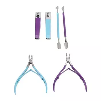 2 Set 3pcs Cuticle Trimmer Nippers with Cuticle Pusher Professional Stainless Steel Pedicure Manicur