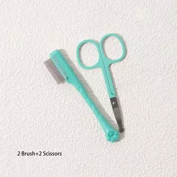 2 Set Stainless Steel Pet Tear Stains Comb Professional Pet Grooming Scissors for Cat Dog