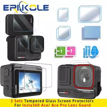 2-Sets For Insta360 Ace Pro Screen Protector Tempered Glass Lens Protective Anti-scratch Film for Insta 360 Ace Pro Accessories for Insta360 Ace