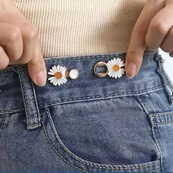 2 Sets of Trouser Waist Tighteners, Removable Jeans Buttons for Baggy Jeans, No Sewing and No Tools Required Jeans Button Pins