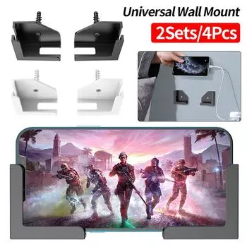 2 Sets Phone Tablet Charging Holder Stand Self Adhesive Wall Mount Stand Bracket for IPad Universal Tablet Holder for E-Reader белый