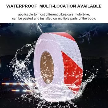 2 Shining Reflective Warning Tape Twill Printing Waterproof Red White Waterproof Self Adhesive Stickers 10M For Car Motorcycle