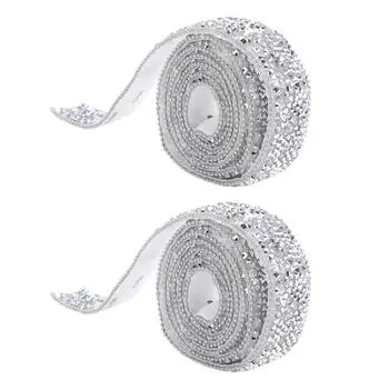 2 шт. 0,8-дюймовая серебристая смоляная полоска со стразами самоклеящаяся 1 ярд декоративные блестящие ленты для
