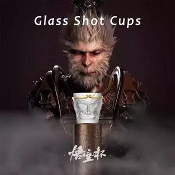 2 шт. 100 мл/3,5 унции черные стеклянные стаканы Myth Wukong, дизайн головы Будды, идеально подходят для чая, сока, виски, посуда для напитков в стиле дзен