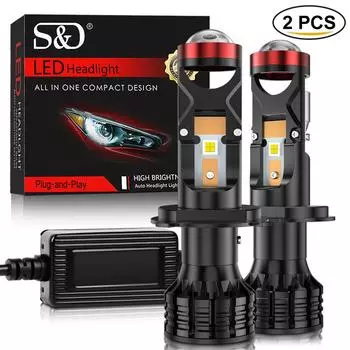 2 шт. 100 Вт H4 H7 светодиодный мини-объектив проектора фара H11 H8 HB3 9005 HB4 9006 автомобильная лампа Canbus 22000LM прожектор дальнего/ближнего света LHD 6000K 12 В 24 В H11 H8 H9 HLD