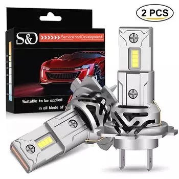2 шт. 100 Вт H7 Мощные светодиодные лампы для фар Мини с вентилятором 30000LM 3570 CSP Автомобильные фары Авто лампы H7 Turbo Led 6500K Белый 12 В