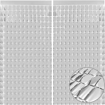 2 шт. 100x200 см. Фон-серпантин для вечеринок, мерцающий настенный фон, квадратный занавес-фон золотой