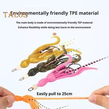 2 шт. 10,5 см/7 г мягкая приманка для ловли кальмаров из термопластичного эластомера с крючками с двумя бородками, светящаяся в темноте бионическая цветная искусственная приманка для ловли пресноводных и соленых кальмаров белый