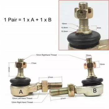 2 шт., 10 мм, M10, комплект наконечников рулевой тяги, шаровой шарнир для 50/70/90/110/125/150/200/250/300cc ATV, картинг, квадроцикл, 4-колесный велосипед
