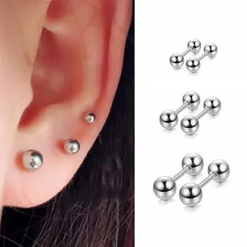 2 шт./10 шт., 16 г, медицинские серьги-гвоздики из нержавеющей стали для женщин, 18/20 калибра, спираль козелка, хрящевая доля, 14 г. Ball 3mm
