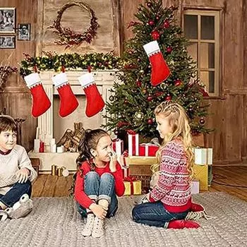 2 шт./10 шт. белые, красные рождественские чулки с золотой отделкой, праздничные украшения, 3D носки, праздничные поставки 10 pcs