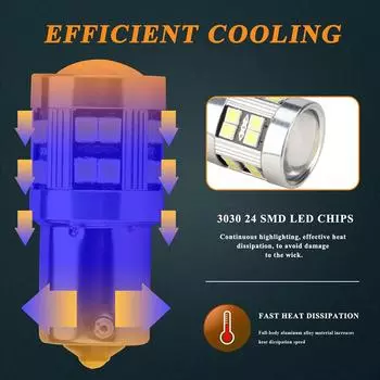 2 шт. 1156 BA15S BAU15S светодиодные лампы 3030 24SMD сигнальная лампа PY21w Canbus автомобильный указатель поворота стоп-сигнал резервный фонарь 12 В универсальный 1156 ba15s P21W белый